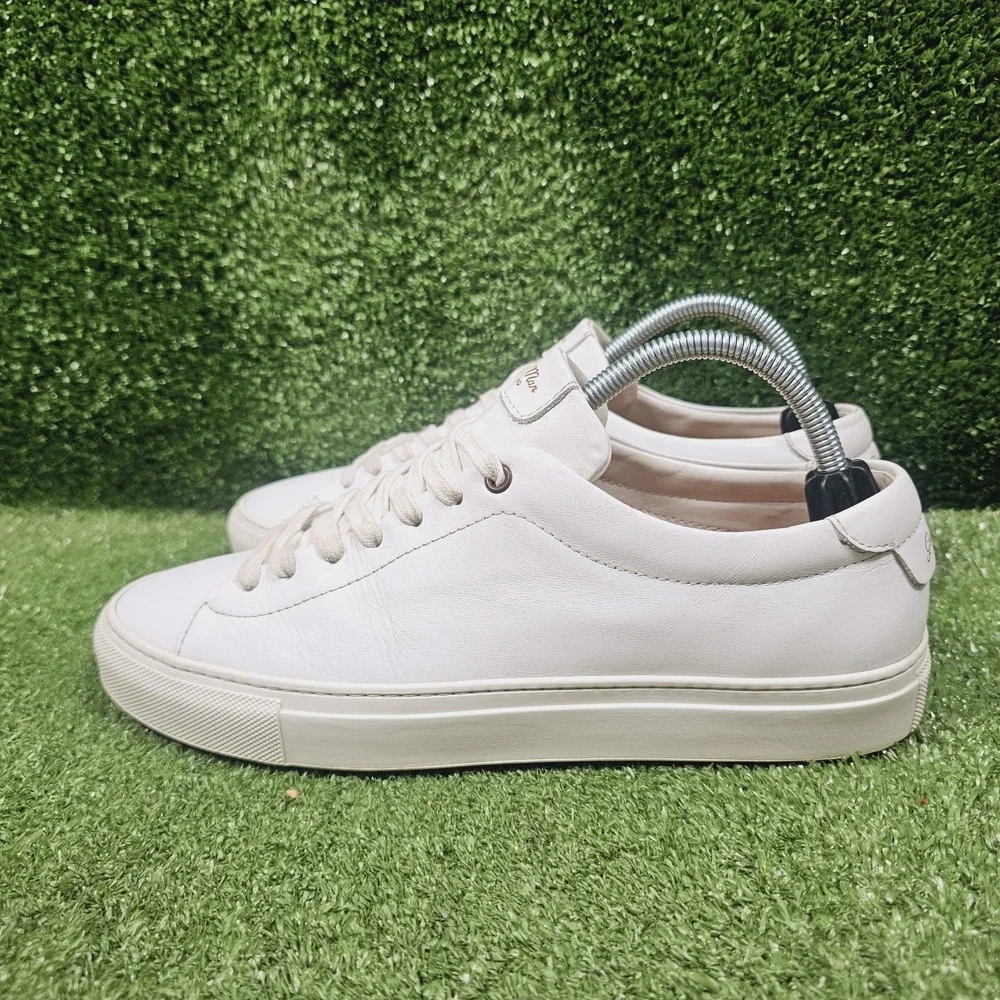 Goodman Brand Edge White Leather Low Top Lace Up Sneakers Mens Size 9